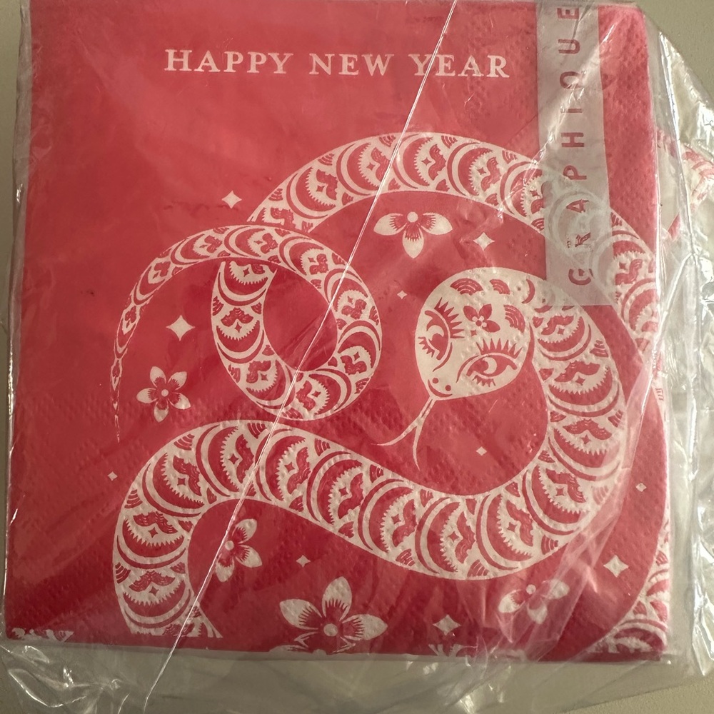 Graphique De France Red and Cream Chinese Happy New Year Napkins- 160 ct total